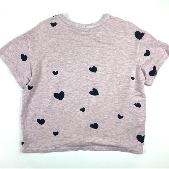 Monrow Super Soft Scattered Heart Crew Tee Shirt L - Picture 9 of 9